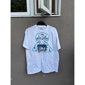Vintage 90s Stone Cold Steve Austin T Shirt Size XL White Skull